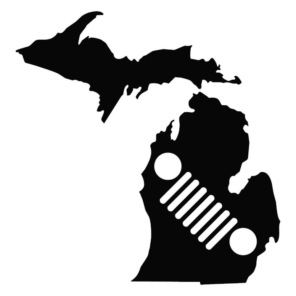 Vinyl Decal for Window - Michigan w/ Jeep, 6”